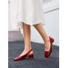 imageCoutgo Womens Low Block Heels Slingback Bow Closed Square Toe Slip On Work Pumps Dress ShoesRed