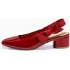 imageCoutgo Womens Low Block Heels Slingback Bow Closed Square Toe Slip On Work Pumps Dress ShoesRed