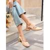 imageCoutgo Womens Mary Jane Chunky Low Heels Slingback Pumps Closed Square Toe Wedding Dress ShoesApricot