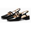 imageCoutgo Womens Mary Jane Chunky Low Heels Slingback Pumps Closed Square Toe Wedding Dress ShoesBlack
