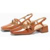 imageCoutgo Womens Mary Jane Chunky Low Heels Slingback Pumps Closed Square Toe Wedding Dress ShoesBrown