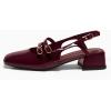 imageCoutgo Womens Mary Jane Chunky Low Heels Slingback Pumps Closed Square Toe Wedding Dress ShoesDark Red