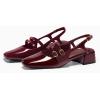 imageCoutgo Womens Mary Jane Chunky Low Heels Slingback Pumps Closed Square Toe Wedding Dress ShoesDark Red