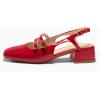 imageCoutgo Womens Mary Jane Chunky Low Heels Slingback Pumps Closed Square Toe Wedding Dress ShoesRed