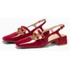 imageCoutgo Womens Mary Jane Chunky Low Heels Slingback Pumps Closed Square Toe Wedding Dress ShoesRed