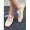imageCoutgo Womens Mary Jane Flats Bow Square Toe Ballet Flats Dressy Comfortable Slip on Flat ShoesBeige