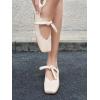 imageCoutgo Womens Mary Jane Flats Bow Square Toe Ballet Flats Dressy Comfortable Slip on Flat ShoesBeige