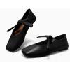 imageCoutgo Womens Mary Jane Flats Bow Square Toe Ballet Flats Dressy Comfortable Slip on Flat ShoesBlack