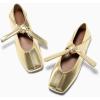 imageCoutgo Womens Mary Jane Flats Bow Square Toe Ballet Flats Dressy Comfortable Slip on Flat ShoesGold