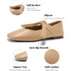 imageCoutgo Womens Mary Jane Flats Bow Square Toe Ballet Flats Dressy Comfortable Slip on Flat ShoesKhaki