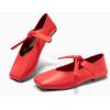 imageCoutgo Womens Mary Jane Flats Bow Square Toe Ballet Flats Dressy Comfortable Slip on Flat ShoesRed
