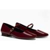 imageCoutgo Womens Mary Jane Flats Closed Square Toe Ballet Flat Dressy Comfortable Slip on ShoesBurgundy