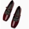 imageCoutgo Womens Mary Jane Flats Closed Square Toe Ballet Flat Dressy Comfortable Slip on ShoesBurgundy