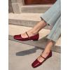 imageCoutgo Womens Mary Jane Flats Closed Square Toe Ballet Flat Dressy Comfortable Slip on ShoesBurgundy