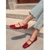 imageCoutgo Womens Mary Jane Flats Closed Square Toe Ballet Flat Dressy Comfortable Slip on ShoesRed