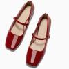 imageCoutgo Womens Mary Jane Flats Closed Square Toe Ballet Flat Dressy Comfortable Slip on ShoesRed