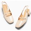 imageCoutgo Womens Mary Jane Shoes Slingback Chunky Low Heels Bow Closed Square Toe Pumps Wedding Party Dress ShoesApricot
