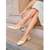 imageCoutgo Womens Mary Jane Shoes Slingback Chunky Low Heels Bow Closed Square Toe Pumps Wedding Party Dress ShoesApricot