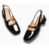 imageCoutgo Womens Mary Jane Shoes Slingback Chunky Low Heels Bow Closed Square Toe Pumps Wedding Party Dress ShoesBlack