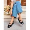 imageCoutgo Womens Mary Jane Shoes Slingback Chunky Low Heels Bow Closed Square Toe Pumps Wedding Party Dress ShoesBlack
