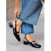 imageCoutgo Womens Mary Jane Shoes Slingback Chunky Low Heels Bow Closed Square Toe Pumps Wedding Party Dress ShoesBlack