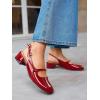 imageCoutgo Womens Mary Jane Shoes Slingback Chunky Low Heels Bow Closed Square Toe Pumps Wedding Party Dress ShoesRed