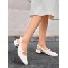 imageCoutgo Womens Mary Jane Shoes Slingback Chunky Low Heels Bow Closed Square Toe Pumps Wedding Party Dress ShoesWhite