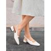 imageCoutgo Womens Mary Jane Shoes Slingback Chunky Low Heels Bow Closed Square Toe Pumps Wedding Party Dress ShoesWhite