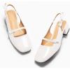 imageCoutgo Womens Mary Jane Shoes Slingback Chunky Low Heels Bow Closed Square Toe Pumps Wedding Party Dress ShoesWhite