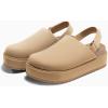 imageCoutgo Womens Platform Clogs Adjustable Strap Slip on Mules Shoes Comfortable Fall SandalsKhaki