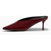 imageCoutgo Womens Pointed Toe Mules High Heels Sandals Slip On Clogs Summer Dress ShoesWine Red
