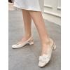 imageCoutgo Womens Slingback Chunky Heels Flower Closed Square Toe Pumps Work Dress ShoesBeige