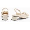 imageCoutgo Womens Slingback Chunky Heels Flower Closed Square Toe Pumps Work Dress ShoesBeige