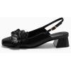 imageCoutgo Womens Slingback Chunky Heels Flower Closed Square Toe Pumps Work Dress ShoesBlack