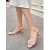 imageCoutgo Womens Slingback Chunky Heels Flower Closed Square Toe Pumps Work Dress ShoesPink