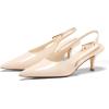 imageCoutgo Womens Slingback Heels Kitten Low Heel Dress Shoes Closed Pointed Toe Buckle Pumps Work Wedding ShoesBeige