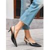 imageCoutgo Womens Slingback Heels Kitten Low Heel Dress Shoes Closed Pointed Toe Buckle Pumps Work Wedding ShoesBlack