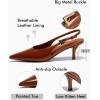 imageCoutgo Womens Slingback Heels Kitten Low Heel Dress Shoes Closed Pointed Toe Buckle Pumps Work Wedding ShoesBrown