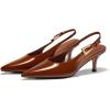 imageCoutgo Womens Slingback Heels Kitten Low Heel Dress Shoes Closed Pointed Toe Buckle Pumps Work Wedding ShoesBrown