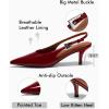 imageCoutgo Womens Slingback Heels Kitten Low Heel Dress Shoes Closed Pointed Toe Buckle Pumps Work Wedding ShoesBurgundy