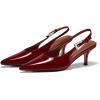imageCoutgo Womens Slingback Heels Kitten Low Heel Dress Shoes Closed Pointed Toe Buckle Pumps Work Wedding ShoesBurgundy