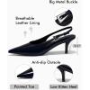 imageCoutgo Womens Slingback Heels Kitten Low Heel Dress Shoes Closed Pointed Toe Buckle Pumps Work Wedding ShoesNavy