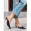 imageCoutgo Womens Slingback Heels Kitten Low Heel Dress Shoes Closed Pointed Toe Buckle Pumps Work Wedding ShoesNavy