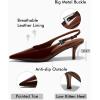 imageCoutgo Womens Slingback Heels Kitten Low Heel Dress Shoes Closed Pointed Toe Buckle Pumps Work Wedding ShoesRedbrown