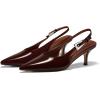 imageCoutgo Womens Slingback Heels Kitten Low Heel Dress Shoes Closed Pointed Toe Buckle Pumps Work Wedding ShoesRedbrown