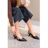 imageCoutgo Womens Slingback Kitten Heels Closed Pointed Toe Pumps Ankle Strap Work Dress ShoesBlack