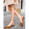 imageCoutgo Womens Slingback Kitten Heels Closed Pointed Toe Pumps Ankle Strap Work Dress ShoesBrown
