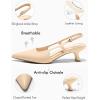 imageCoutgo Womens Slingback Kitten Heels Closed Pointed Toe Pumps Ankle Strap Work Dress ShoesKhaki