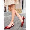 imageCoutgo Womens Slingback Kitten Heels Closed Pointed Toe Pumps Ankle Strap Work Dress ShoesRed
