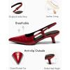 imageCoutgo Womens Slingback Kitten Heels Closed Pointed Toe Pumps Ankle Strap Work Dress ShoesRed